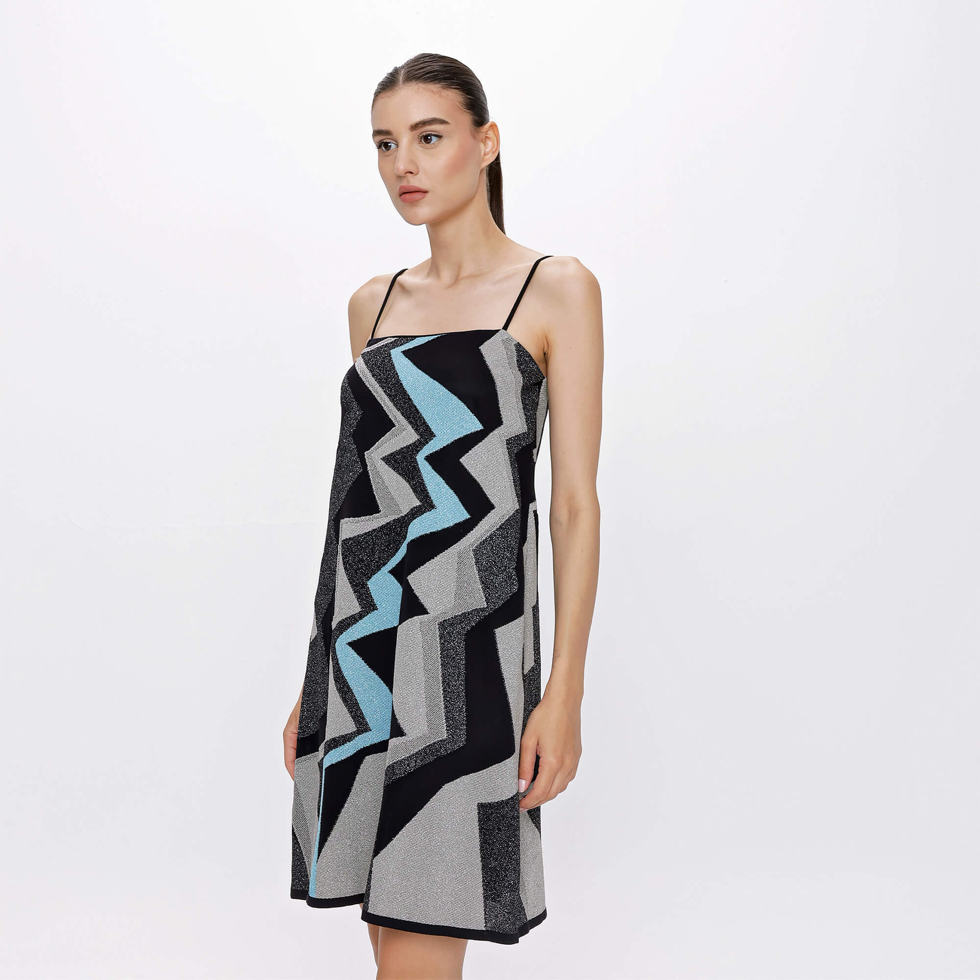 Missoni - Blue&Black  Metallised Fabric Sleeveless Dress